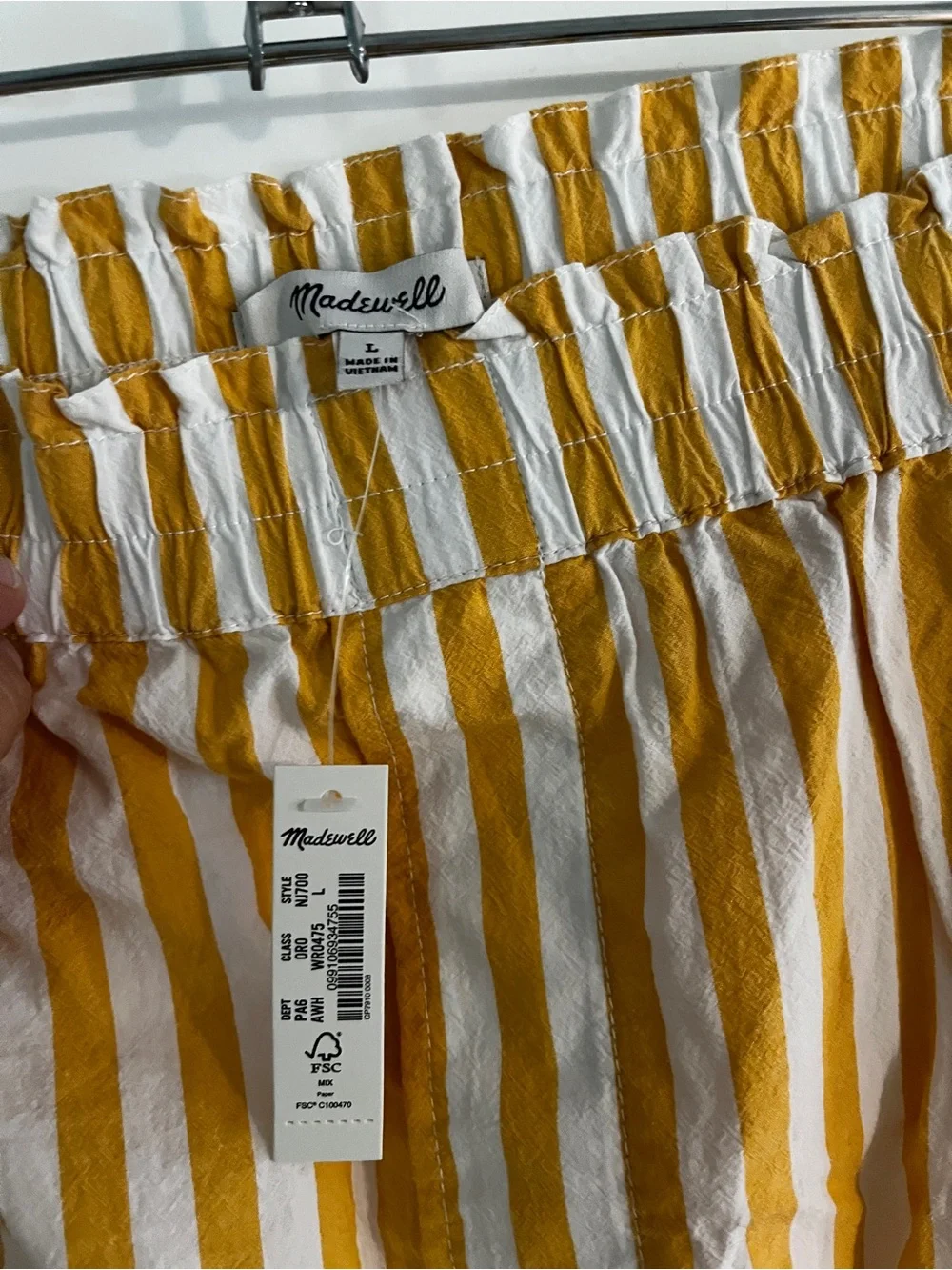Madewell NWT Yellow White Striped Poplin Pull-On Shorts Size L - Picture 3 of 9